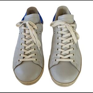 Isabel Marant Etoile white leather sneakers with blue flame
